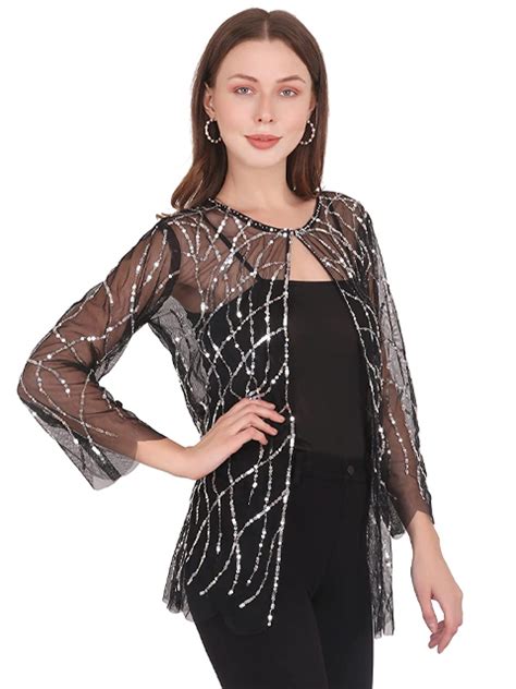 Women Sequence Embellished Net Shrug