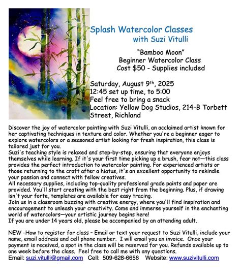 "Bamboo Moon" Splash Watercolor with Suzi Vitulli, 214-B Torbett Street ...