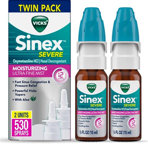 Amazon.com: Vicks Sinex Severe Nasal Spray, Moisturizing Ultra Fine Mist with Aloe, Decongestant ...