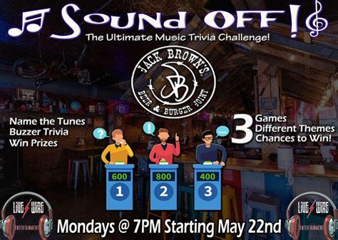Sound Off Music Trivia at Jack Browns!, Jack Brown's Beer & Burger ...