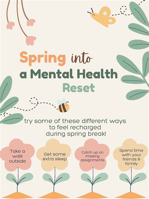Mental Health Wellness Poster - Spring by School Social Work-it Out