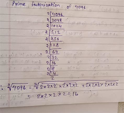 Find the cube root of 4096 by prime factorisation method. - Brainly.in