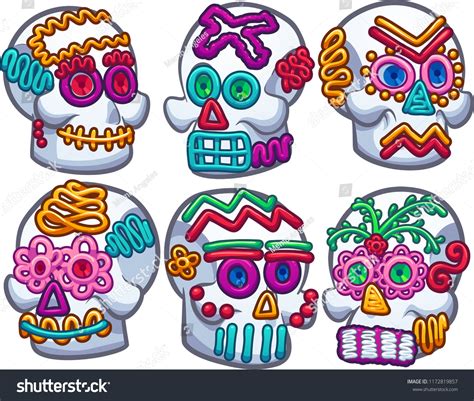 Mexican Sugar Skulls Vector Clip Art Stock Vector (Royalty Free ...