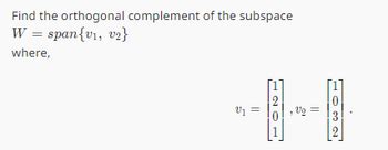 Image result for Orthogonal Complement of a Subspace