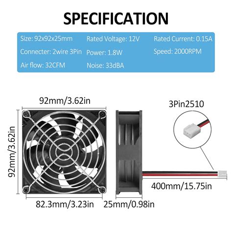 PANO-MOUNTS 2 Pack 90mm 92mm 12V DC Computer PC Fan 2 Wire 3pin India ...