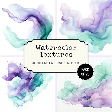Purple and Mint Green Watercolor Texture, Set 1, Transparent Png ...