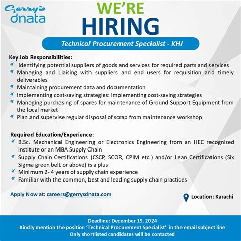 Gerry's dnata Jobs Technical Procurement Specialist
