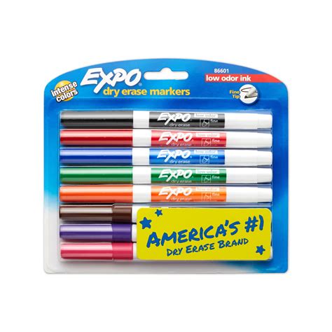 Expo Low Odor Dry Erase Markers, Fine Tip, Assorted, 8 Count - Walmart.com