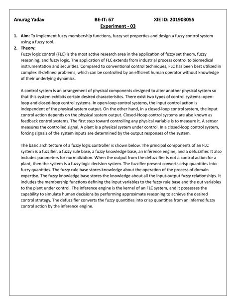 E4 - Exp 4 - Experiment - 03 Aim: To implement fuzzy membership ...