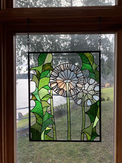 Stained Glass Window Art with Flowers