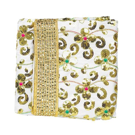 Buy White Large Decorative Silk Puja Cloth Chunari (Size :- 36 Inches x ...