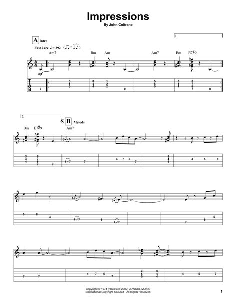 Impressions by John Coltrane - Guitar Tab Play-Along - Guitar Instructor