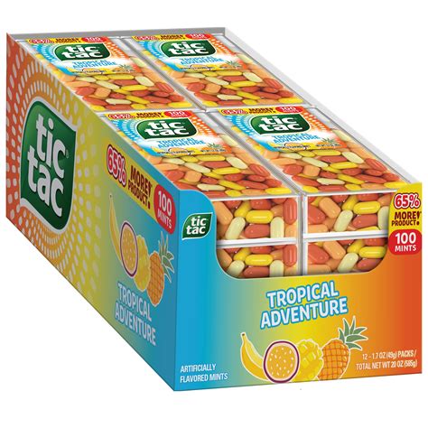Tic Tac Tropical Adventure Fruit Flavored Mints, Bulk 12 Pack, On-The ...