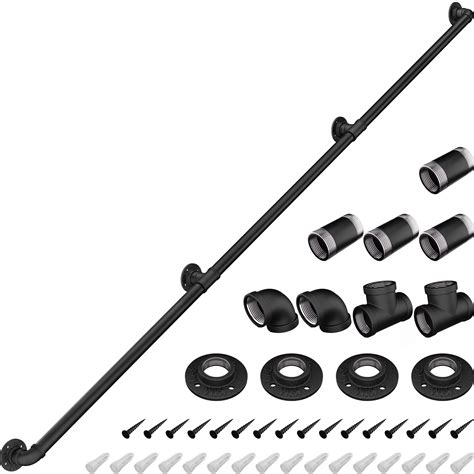 Buy 10ft Iron Stair Handrail for Indoor | Heavy Duty Stair Railing Iron ...