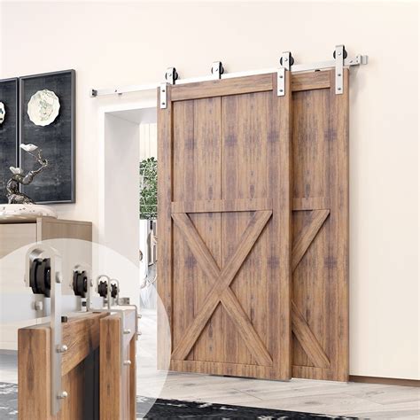 Buy Homacer Brushed Nickel Single Track Bypass Sliding Barn Door ...