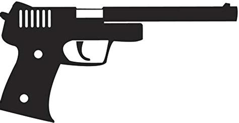 Simple Black Gun Silhouette Cartoon Vinyl Sticker, Pistol #6 : Amazon ...