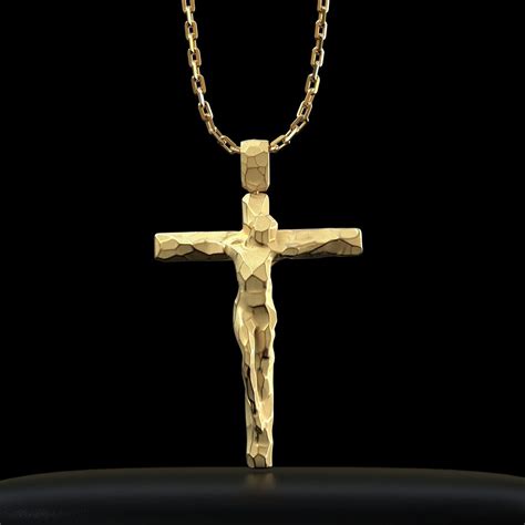 Italian Gold Crucifix Necklace for Men, 18k or 14k Gold Cross Pendant ...