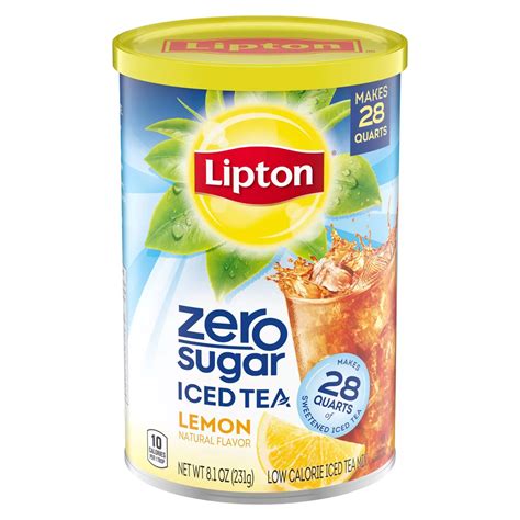 Lipton Zero Sugar Lemon Iced Tea Mix, 8.1oz, Makes 28 Quarts, Powdered ...