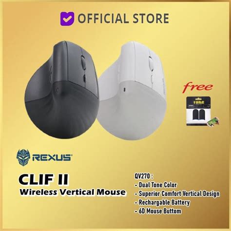 Jual Rexus Clif Vertical Mouse Wireless Dual Mode Connection Cliff ...