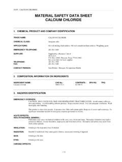 Material Safety Data Sheet - Calcium Chloride / material-safety-data ...
