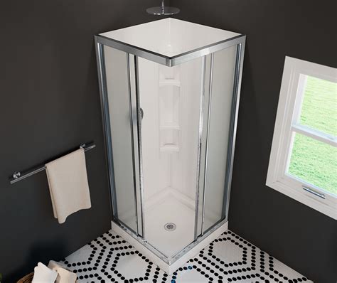 32 Mediterranean III 32 x 32 Polystyrene Center Drain Shower Kit in ...