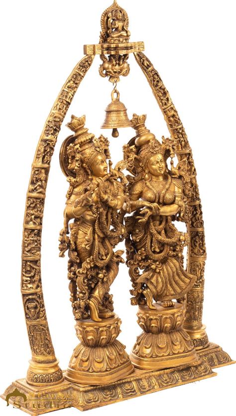 Brass Large Radha Krishna Idol With Removable Temple Set Dacor 4 Feet ...