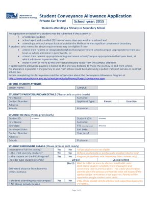 Fillable Online Student Conveyance Allowance Application Private Car ...