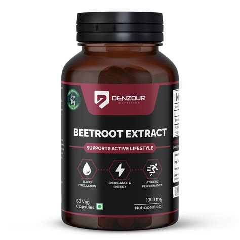 Denzour Nutrition Beetroot Extract Capsule | 1000mg Per Serving - 60 C