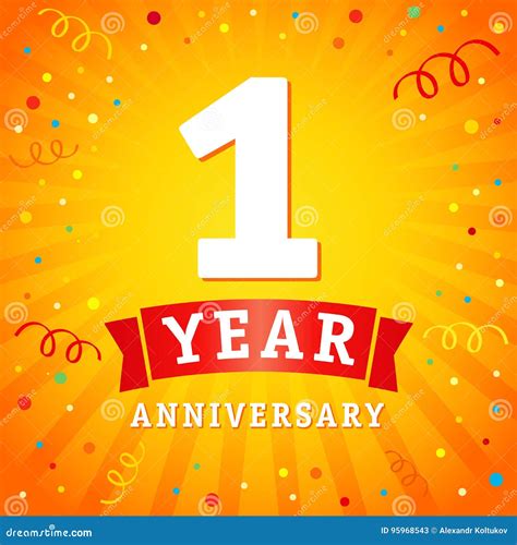 1 Year Anniversary Logo, 1st Anniversary Icon Label, One Year Birthday ...