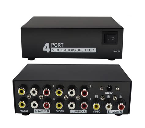 1 In 4 Out 3 RCA AV Audio Video Splitter Amplifier for Cable Box DVD ...