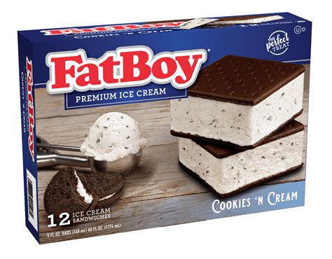 Fatboy Ice Cream Sandwiches, Cookies N' Cream, 5 fl oz, 12 Count ...
