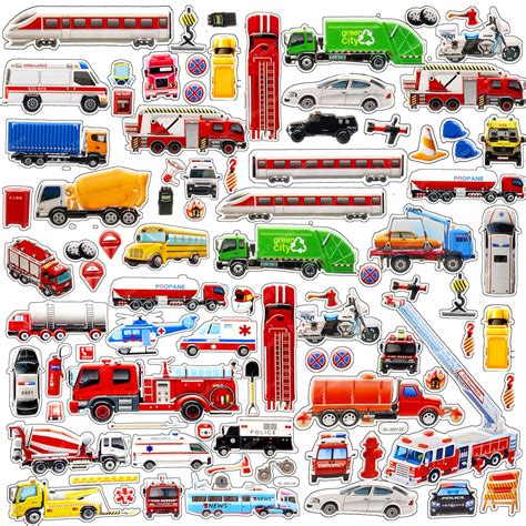 FunBlast Vehicle Theme Stickers Set – Kawaii Puffy Stickers for Kids ...