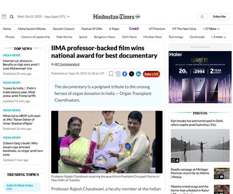 IIMA professor-backed film wins national award for best documentary | IIMA