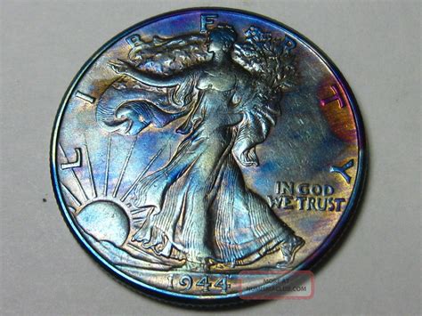 1944 Walking Liberty Silver Half Dollar, Toned, Great Detail
