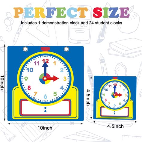 Snapklik.com : Junkin 25 Pcs Teaching Clock Kit, Learning Clocks For Kids Learning Time