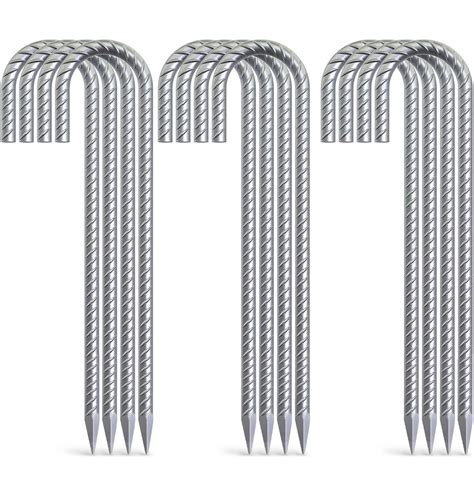 Buy AAGUT Rebar Stakes 12 inch Galvanized Metal Tent Stakes Heavy Duty ...