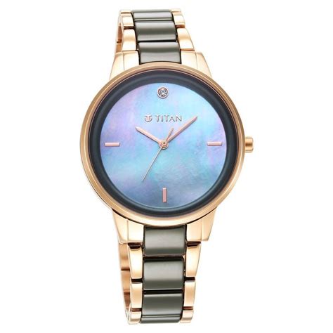 Buy Online Titan Purple Ceramics Green Dial Analog Steel and Ceramic ...