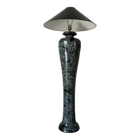80's Maitland Smith Style Faux Green Marble Painted Floor Lamp | Chairish