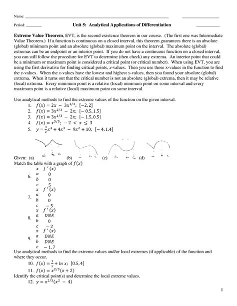 AP Calculus BC Unit 5 Practice - Name: - Studocu