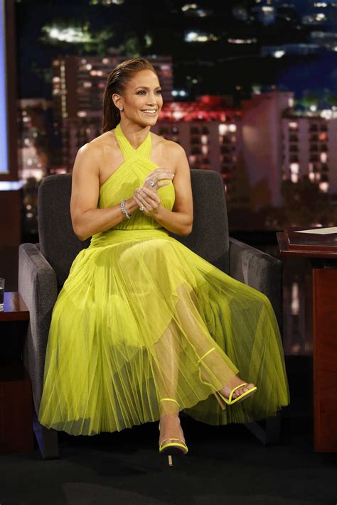 Jennifer Lopez in a Yellow Dress Visits Jimmy Kimmel Live in Los ...