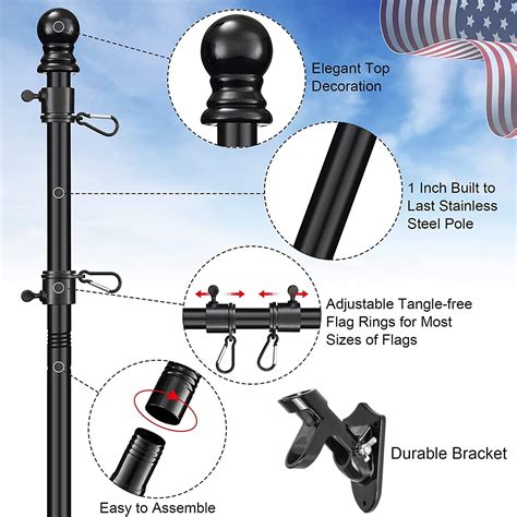 Buy Elbourn Flag Pole,6FT Flagpole Kit for 3’ x 5’ American Flag-360 ...