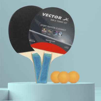 VECTOR X Wooden TT Set Red, Black Table Tennis Racquet Set Multicolor ...