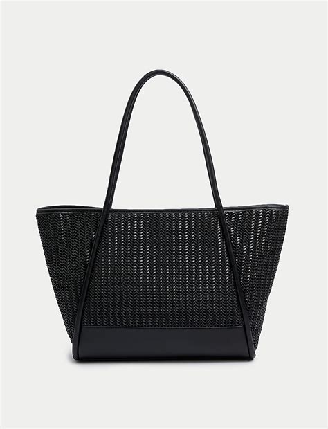 Buy Faux Leather Woven Structured Tote Bag at Marks & Spencer