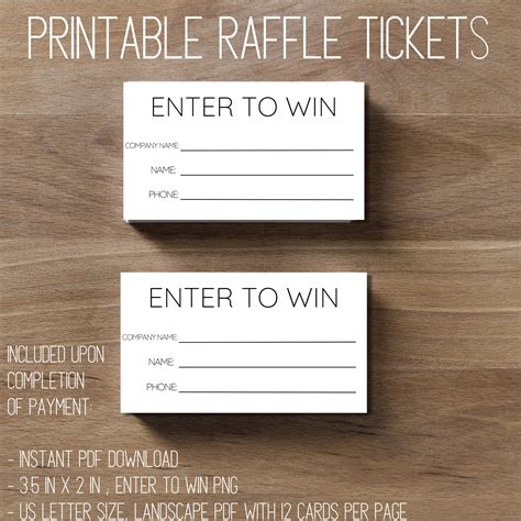 Basic Printable Raffle Ticket | Raffle Tickets Printable | Enter to Win ...