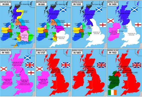 British Isles Unification 800 A.D. - 1922 A.D. [900 x 620] | Map, Map ...