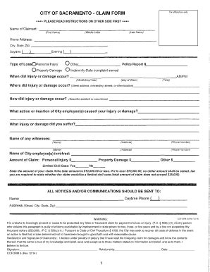CA Claim Form - City Of Sacramento 2014-2026 - Fill and Sign Printable ...