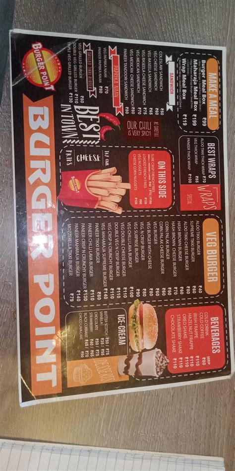 Menu at Burger Point, Jind