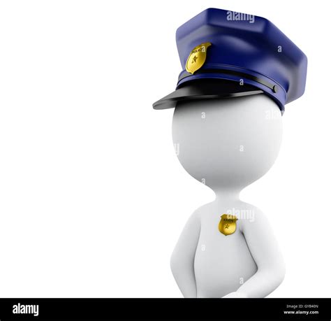 3d Illustration. Policeman with hat and badge. Isolated white ...