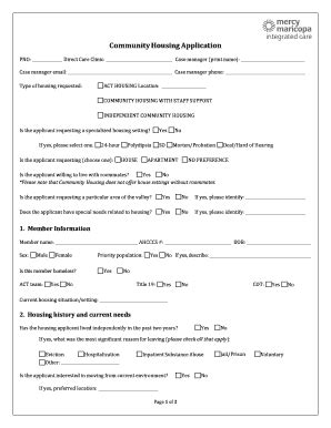 Fillable Online Community Housing Application PDF Opens In New Window ...