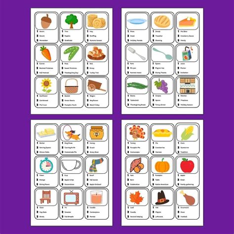 Printable Thanksgiving Charades Game Cards
